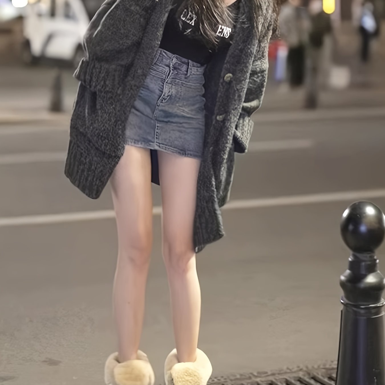 Sixsr Solid Open Front Loose Knitted Sweater, Elegant V Neck Button Front Long Sleeve Coat For Every Day, Women's Clothing