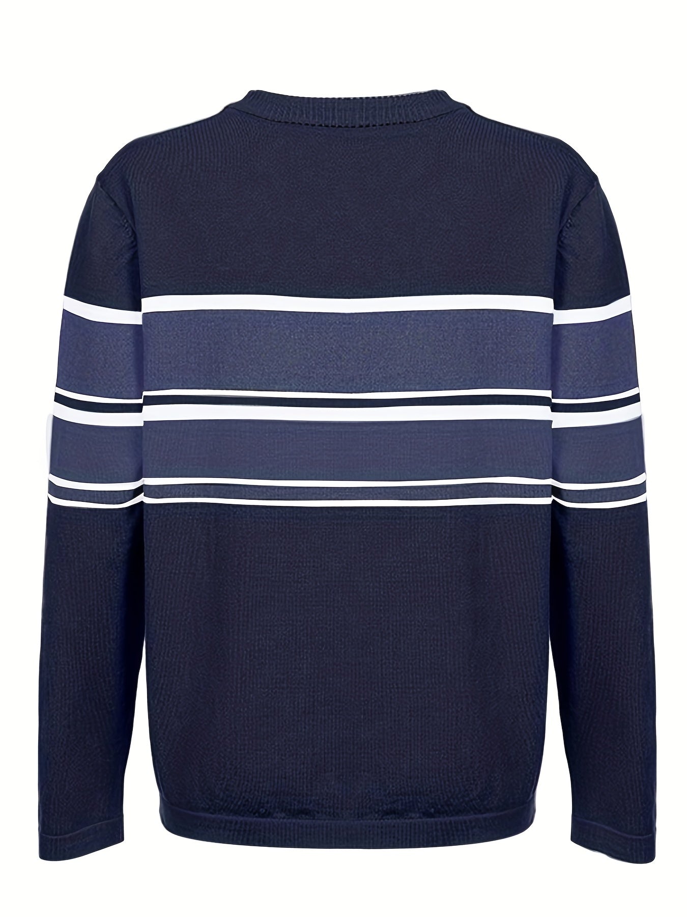 Sixsr Striped Print Knit Sweater, Casual Crew Neck Long Sleeve Sweater, Women's Clothing
