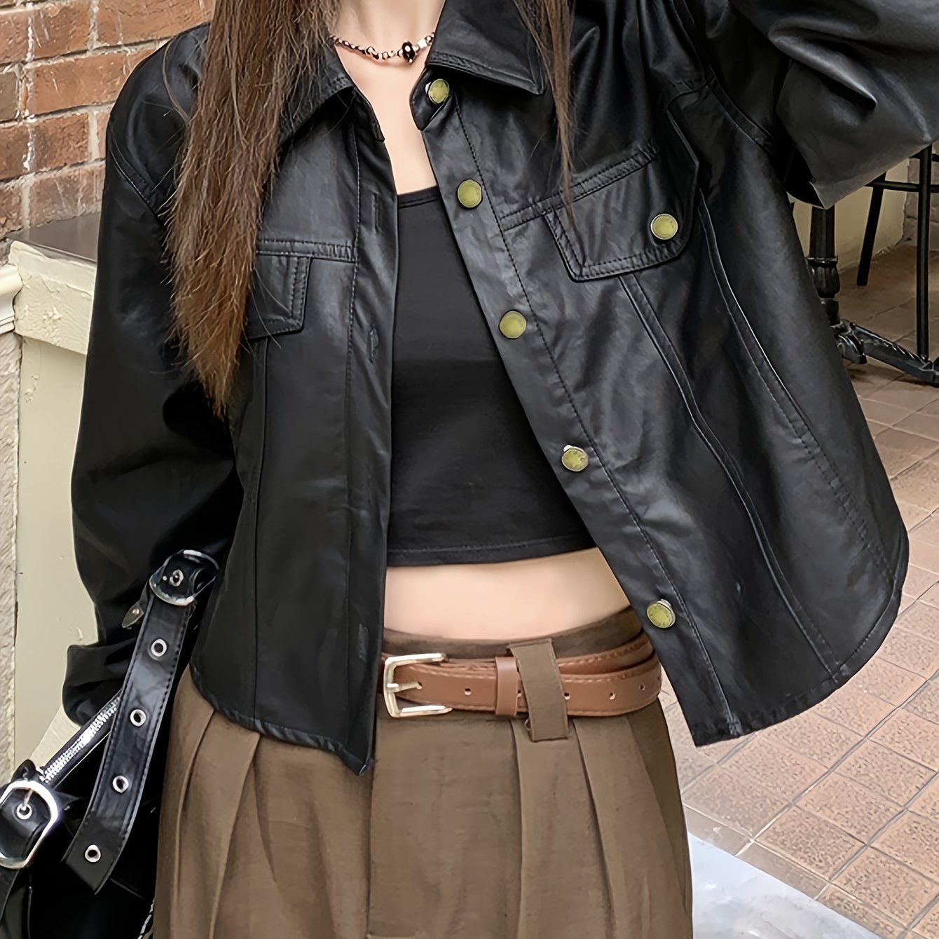 Sixsr Solid Button Front Jacket, Casual Long Sleeve Jacket For Fall & Winter, Women's Clothing