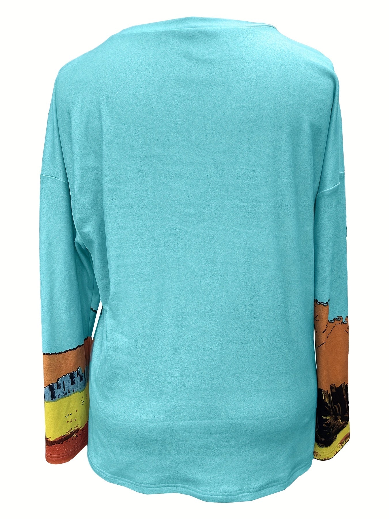 Sixsr Plus Size Casual Sweatshirt, Women's Plus Cowboy Print Long Sleeve Round Neck Western Style Sweatshirt
