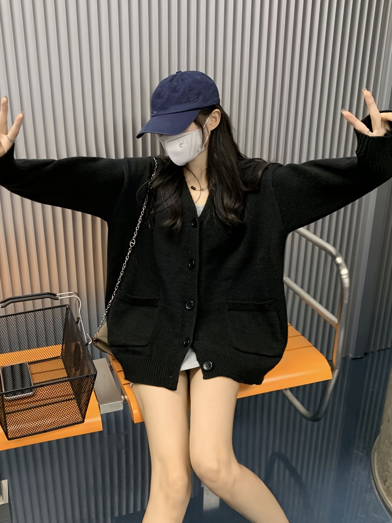 Sixsr Solid Button Front Cardigan, Casual Long Sleeve Drop Shoulder Outwear, Women's Clothing