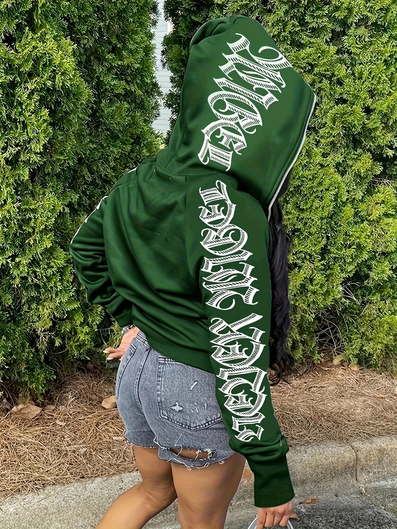 Sixsr Full Zip Up Hooded Sweatshirts, Long Sleeve Top Solid Color Jacket, Graphic Sweatshirt Hoodies Women's Sweatshirts