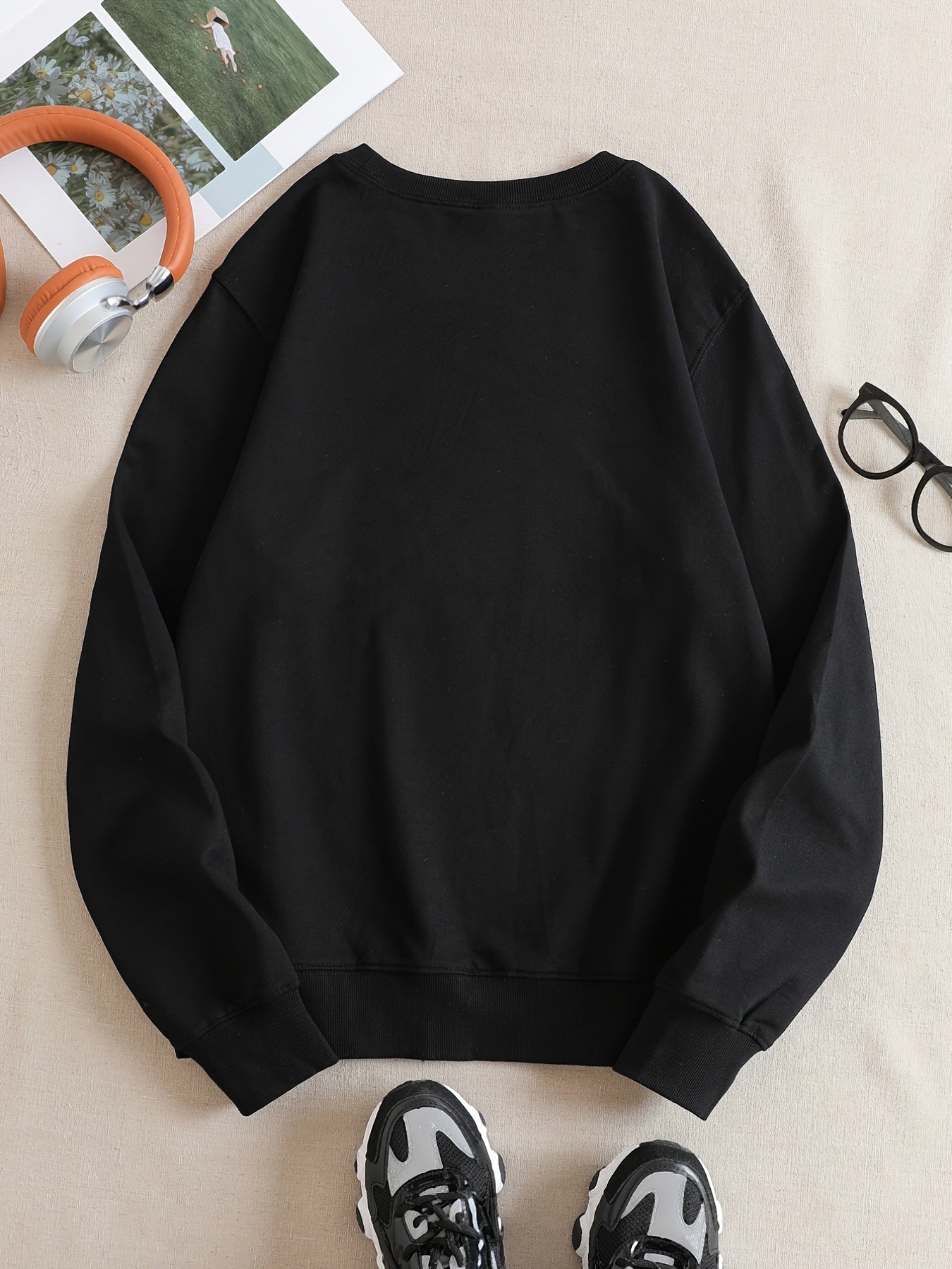 Sixsr Two Dinosaurs Graphic Print Sweatshirt, Long Sleeve Crew Neck Pullover Sweatshirt, Casual Tops For Fall & Winter, Women's Clothing
