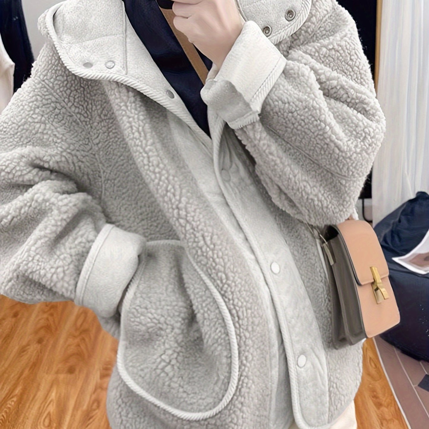 Sixsr Women's Maternity Solid warm Fleece Hooded Jacket Fashion Fleece Thick Casual Hoodies Fall Winter, Pregnant Women's Clothing