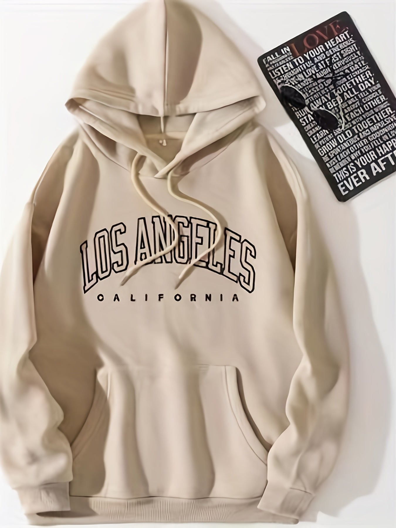 Sixsr Letter Print Kangaroo Pocket Preppy Hoodie, Casual Drawstring Long Sleeve Hoodies Sweatshirt, Women's Clothing