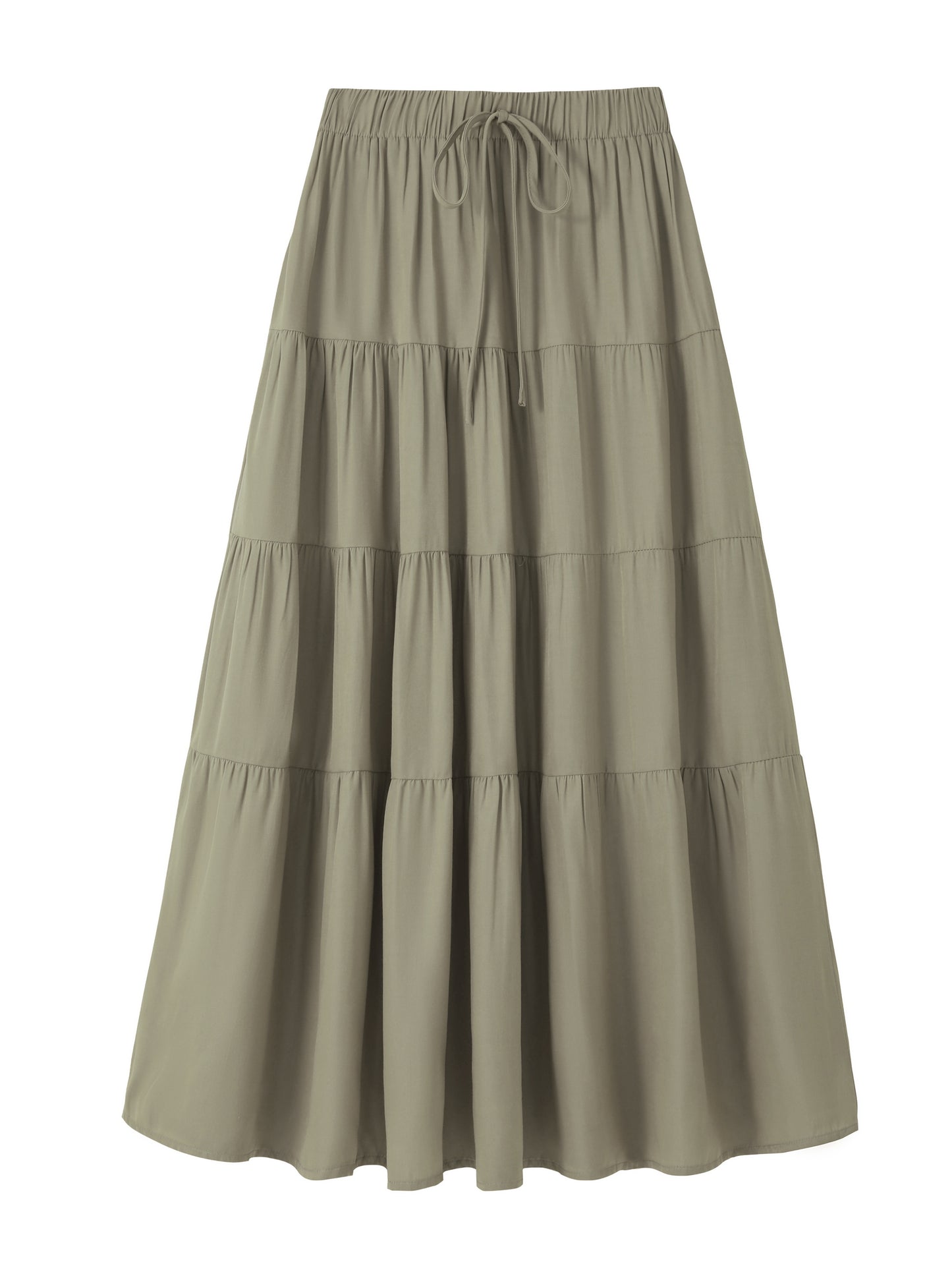 Ruffle Layered Hem Drawstring Skirt, Casual Skirt For Spring & Summer, Women's Clothing