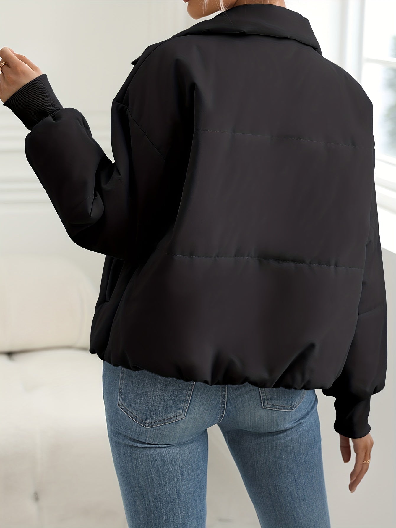 Sixsr Zip Up Solid Coat, Casual Long Sleeve Winter Warm Outerwear, Women's Clothing