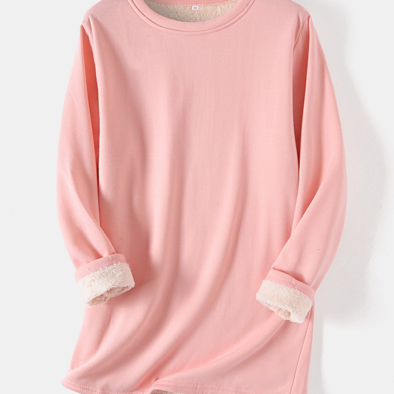 Sixsr Women's Pullover Winter Warm Plush Lining Long Sleeve Sweatshirt, Slim Fit Warm Top, Women's Clothing