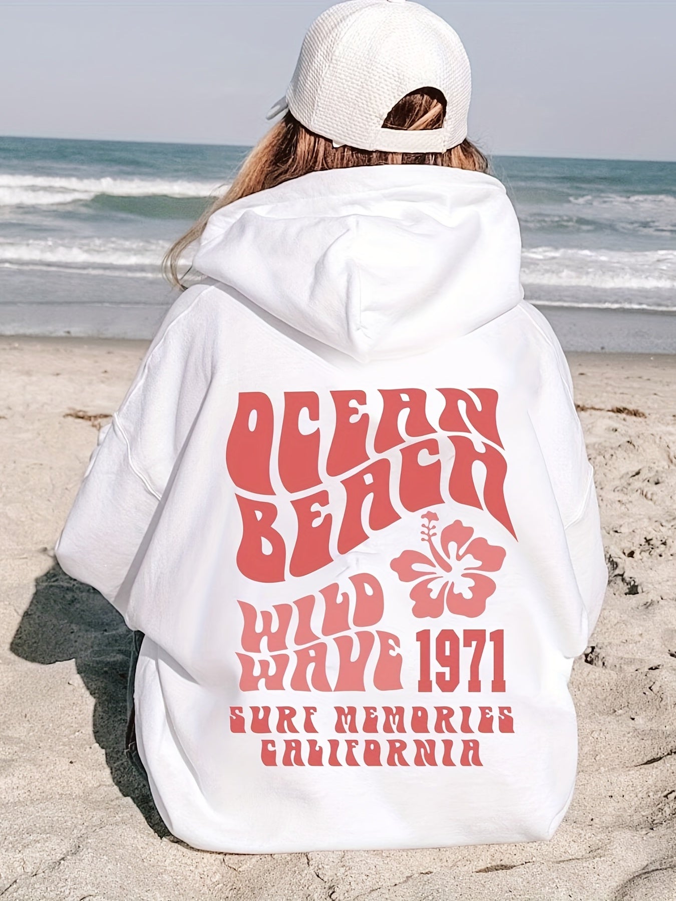 Sixsr Letter & Floral Print Hoodie, Y2K Long Sleeve Kangaroo Pockets Hoodie, Women's Clothing