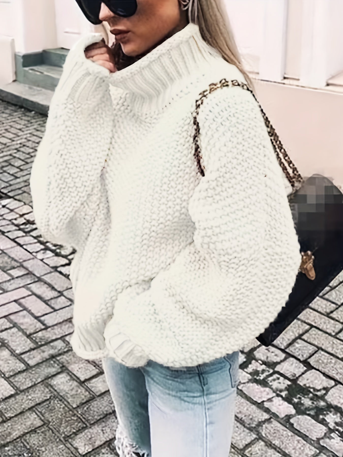 Sixsr Solid Turtle Neck Pullover Sweater, Casual Long Sleeve Sweater For Fall & Winter, Women's Clothing