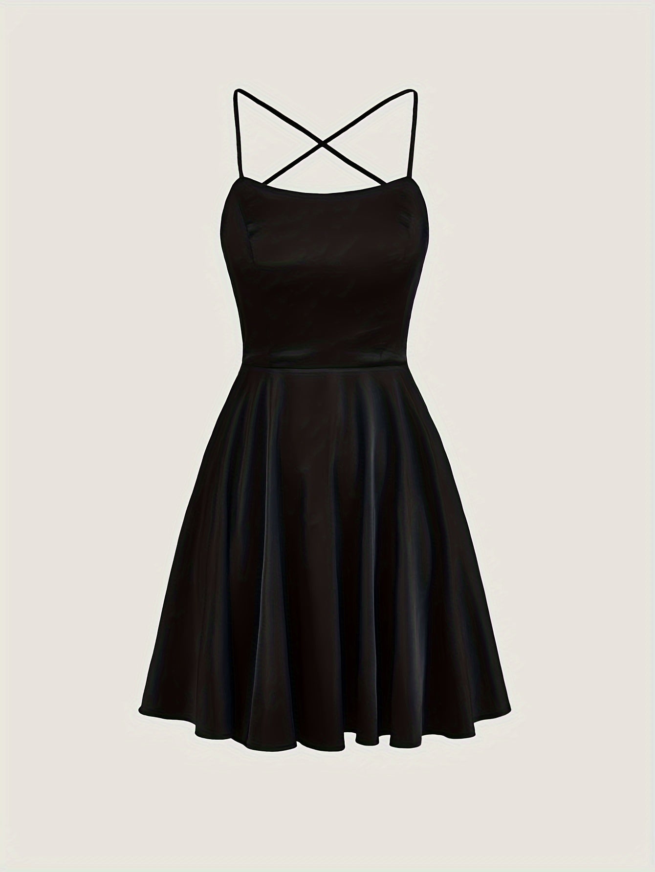 Sixsr Lace Up Spaghetti Strap Dress, Elegant Solid Backless Cami Dress, Women's Clothing