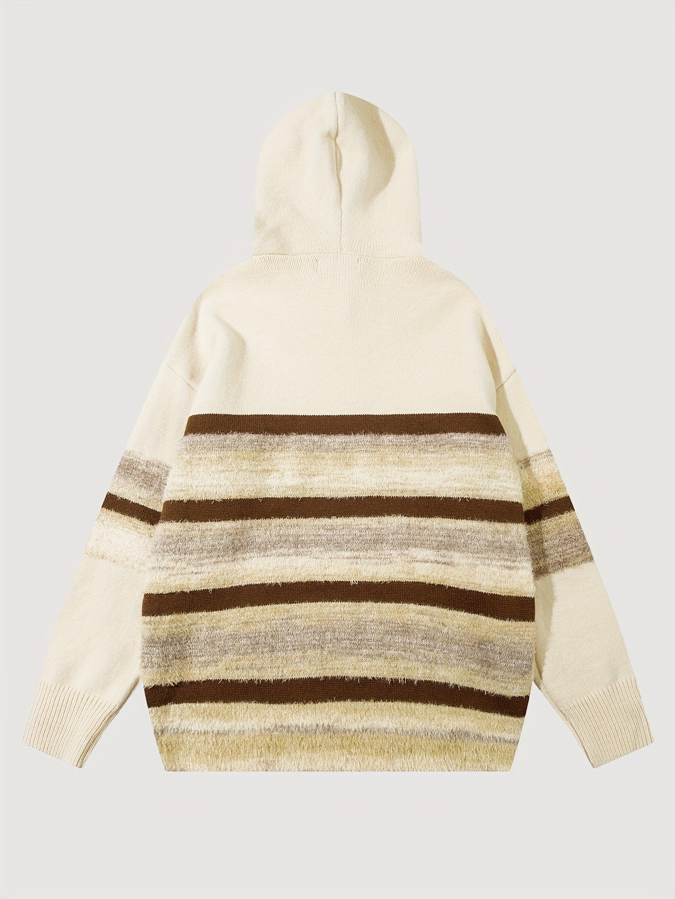 Sixsr Cool Knitted Sweater Hoodies For Men, Men's Casual Retro Striped Pullover Hooded Knit Sweater Streetwear For Winter Fall, As Gifts