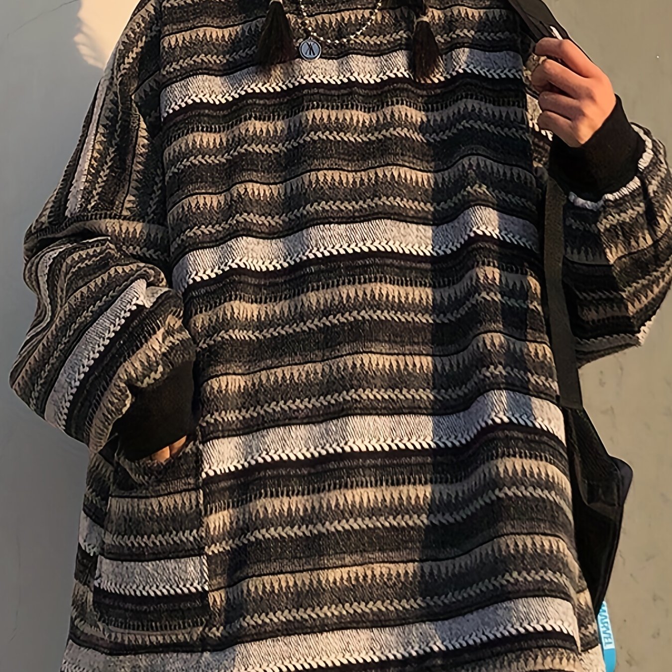Sixsr Striped Drop Shoulder Sweatshirt, Casual Crew Neck Long Sleeve Pullover, Women's Clothing