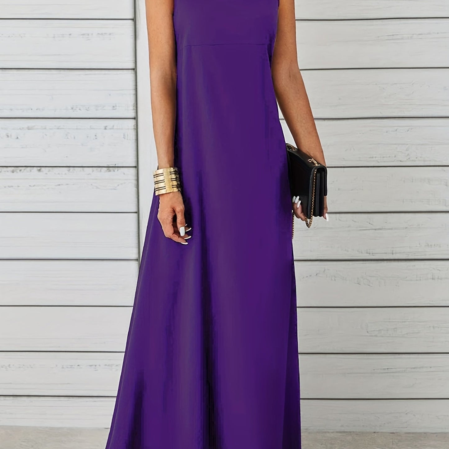 Sixsr Maxi Tank Dress, Sleeveless Solid Casual Every Day Dress, Women's Clothing