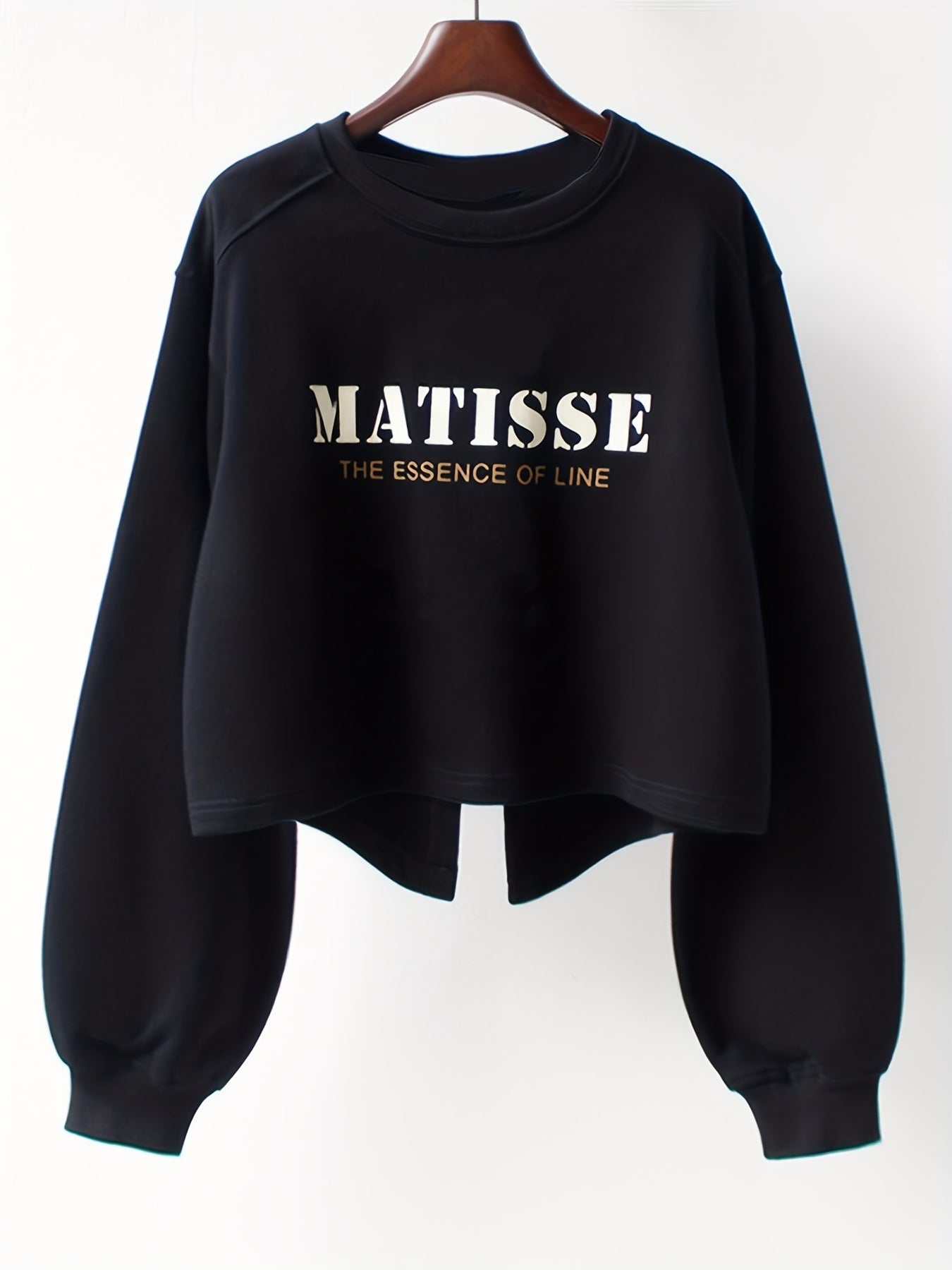 Sixsr Letter Print Split Back Pullover Sweatshirt, Casual Long Sleeve Crew Neck Sweatshirt For Spring & Fall, Women's Clothing