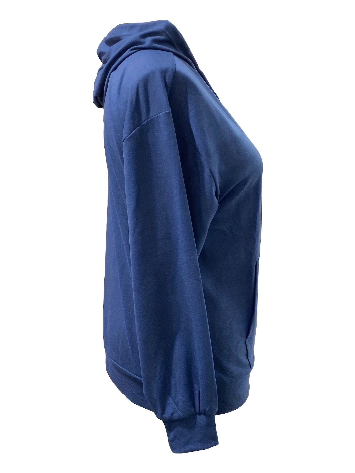 Sixsr Plus Size Casual Sweatshirt, Women's Plus Slogan Print Long Sleeve Slight Stretch Drawstring Hoodie With Pocket