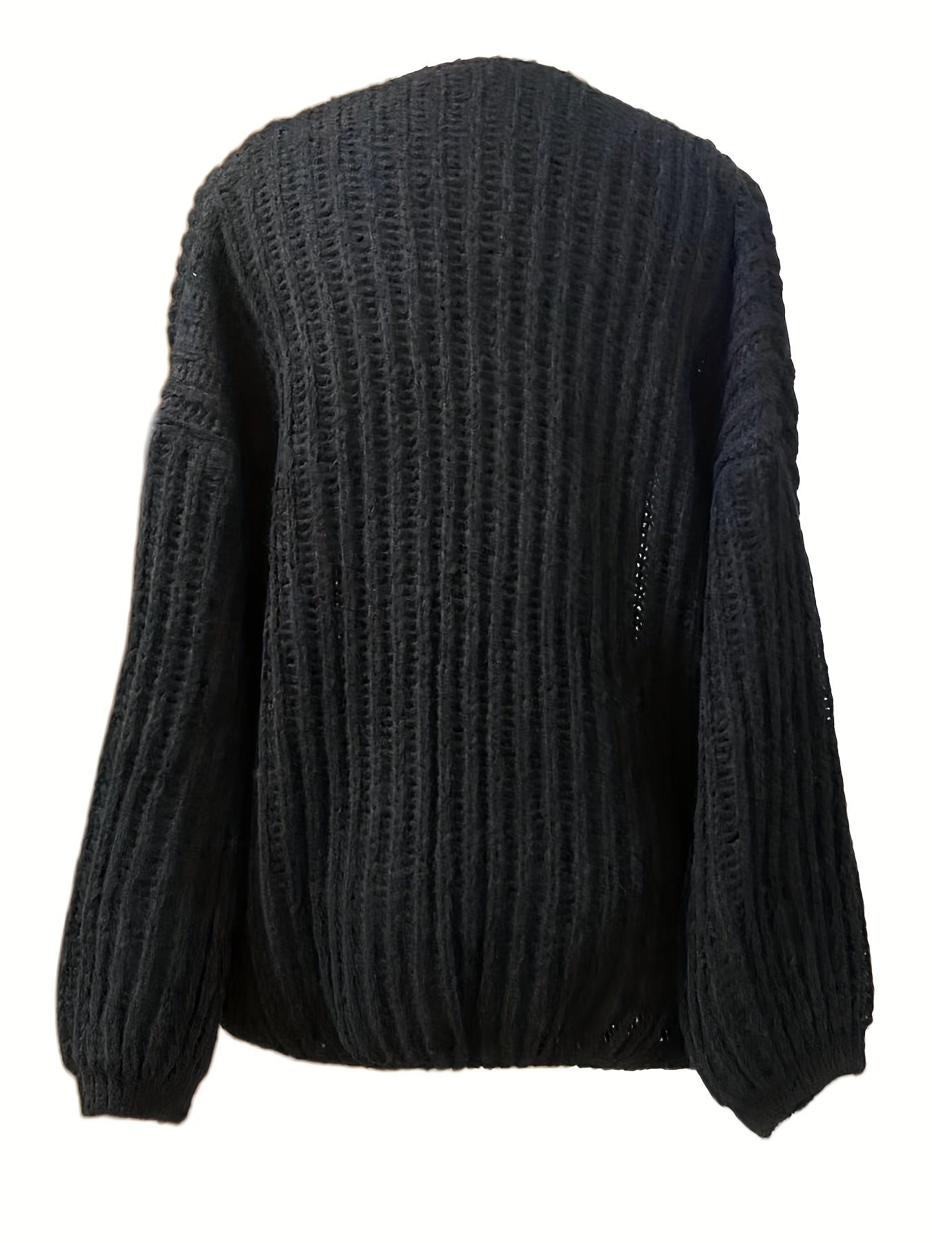 Sixsr Solid Ope Front Chunky Knit Cardigan, Casual Long Sleeve Loose Sweater, Women's Clothing