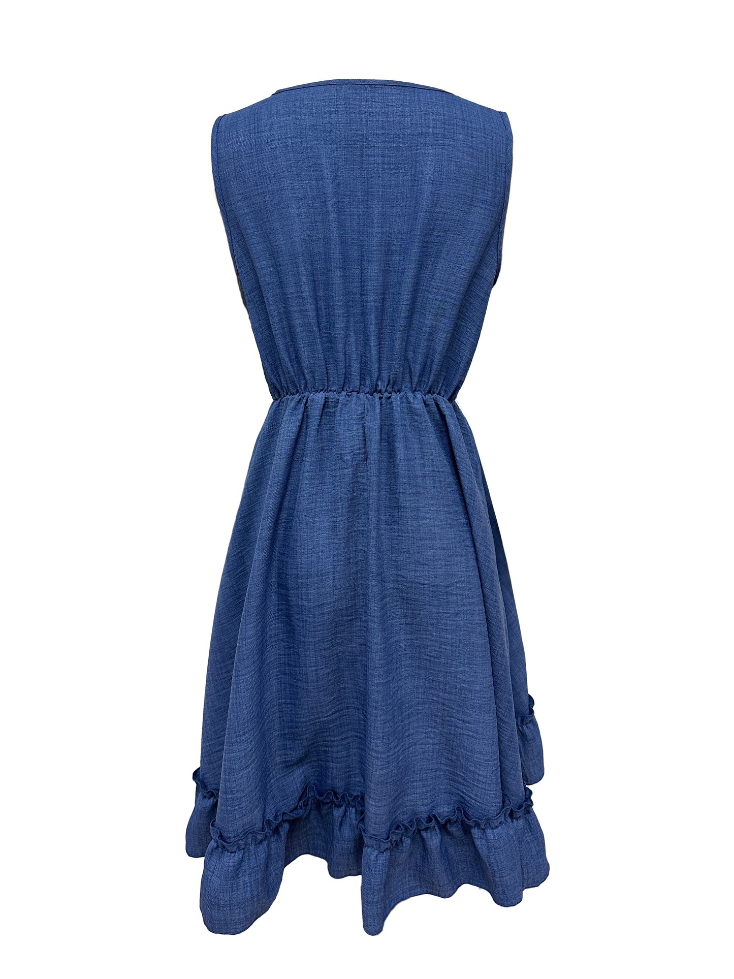 Sixsr Contrast Lace Sleeveless Dress, Elegant Ruffle Hem Dress For Spring & Summer, Women's Clothing