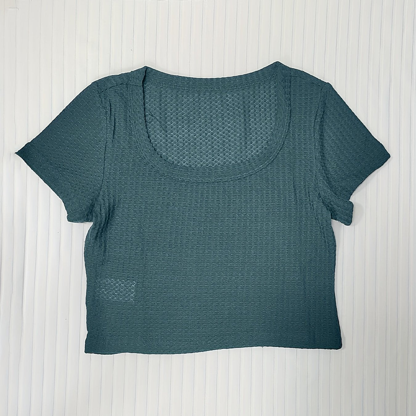 Sixsr Basics Solid Crew Neck Slim Crop T-shirt, Casual Short Sleeve Fashion Summer T-Shirts Crop Tops, Women's Clothing