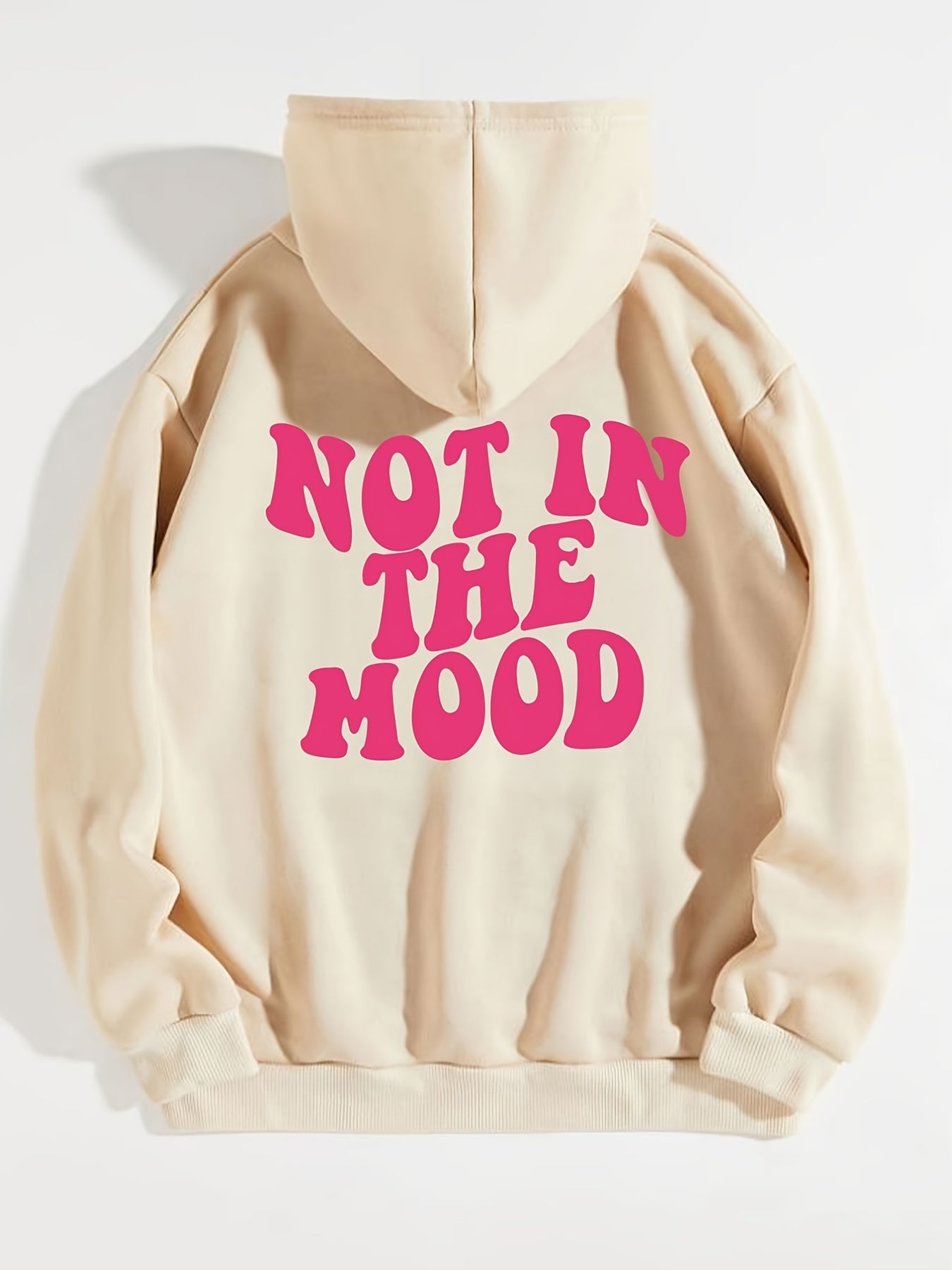 Sixsr Casual Letter Print Hoodie, Drawstring Hooded Pocket Fashion Loose Fall & Winter Sweatshirt, Women's Clothing