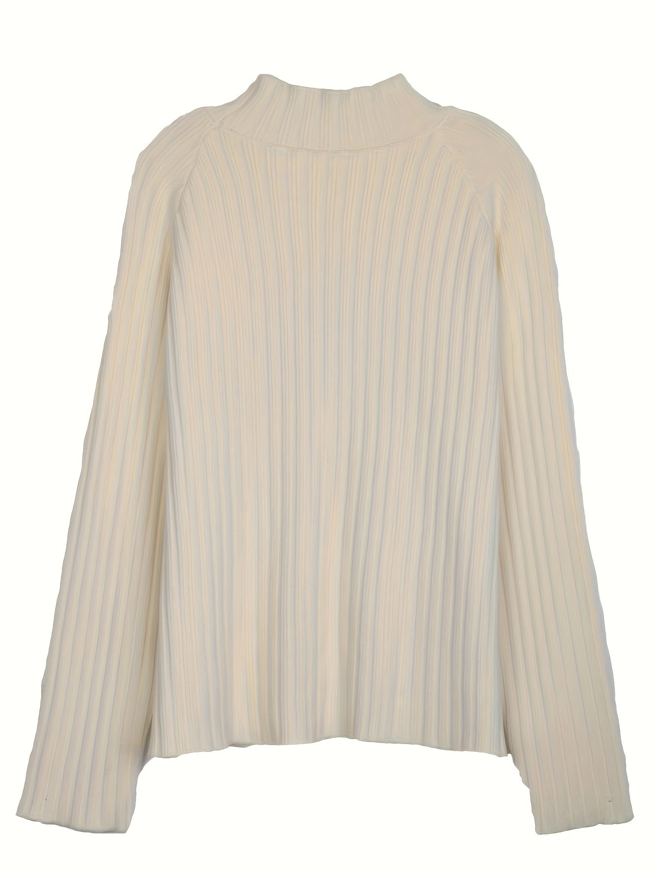 Sixsr Solid Mock Neck Rib Knit Sweater, Casual Long Sleeve Thick Versatile Sweater, Women's Clothing