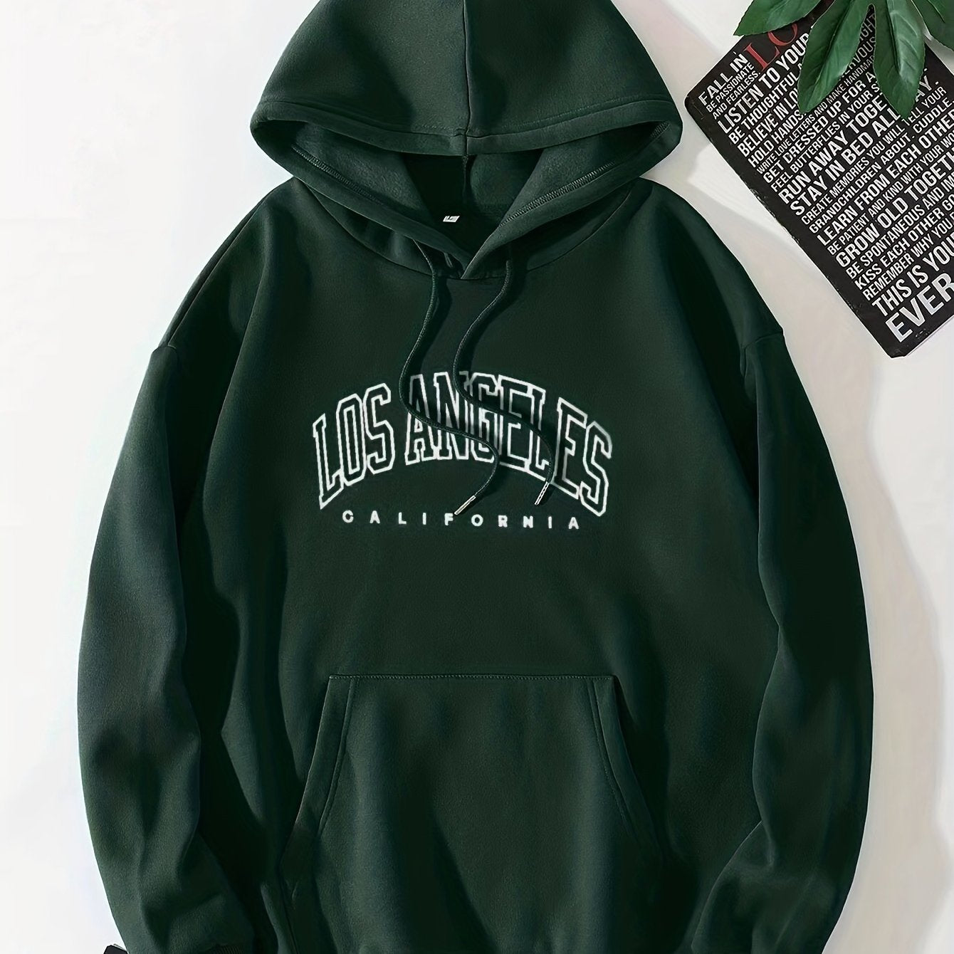 Sixsr Letter Print Kangaroo Pocket Preppy Hoodie, Casual Drawstring Long Sleeve Hoodies Sweatshirt, Women's Clothing