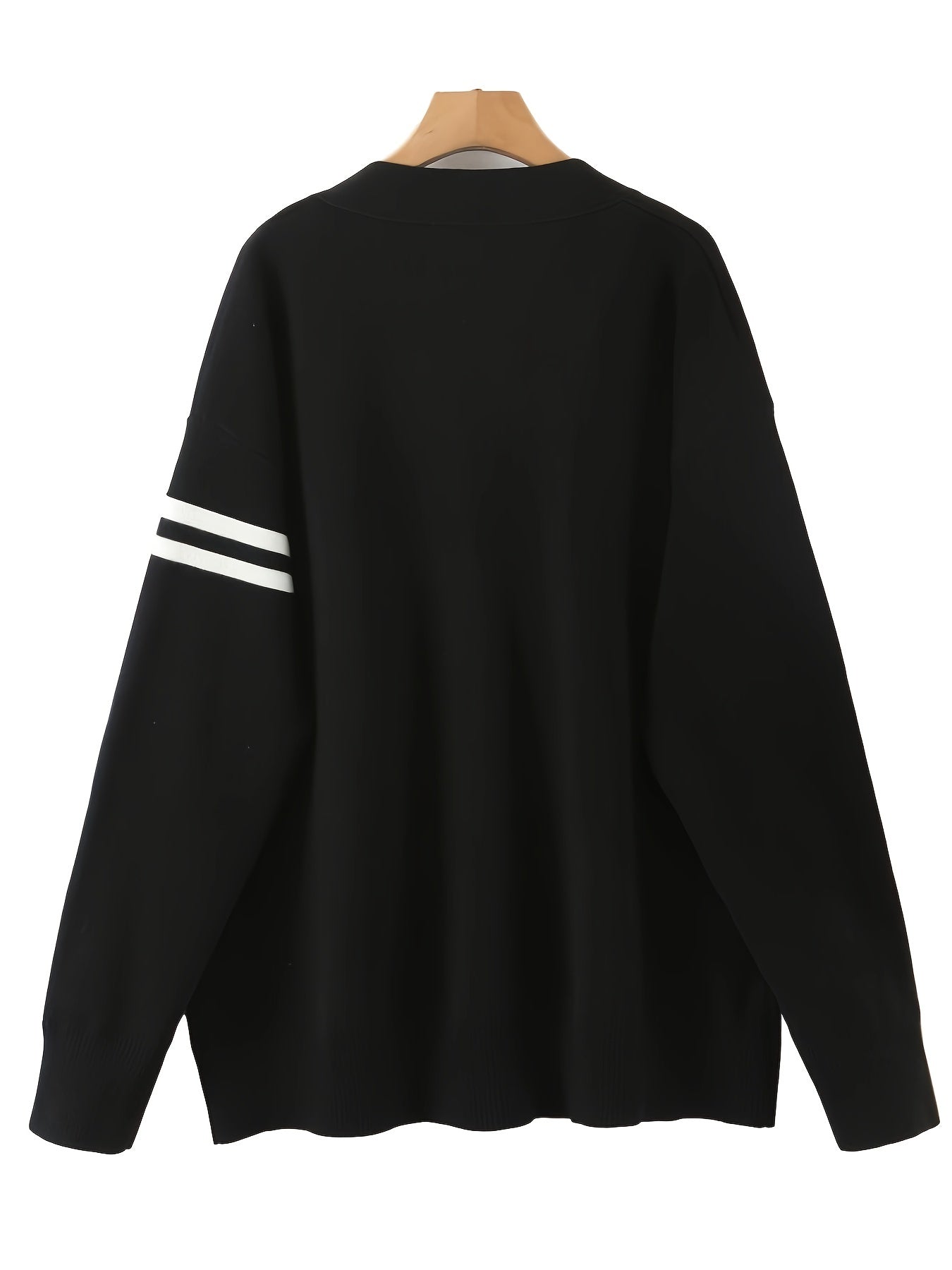 Sixsr Y2K Letter Pattern Button Up Knit Cardigan, Preppy Long Sleeve Loose Sweater, Women's Clothing
