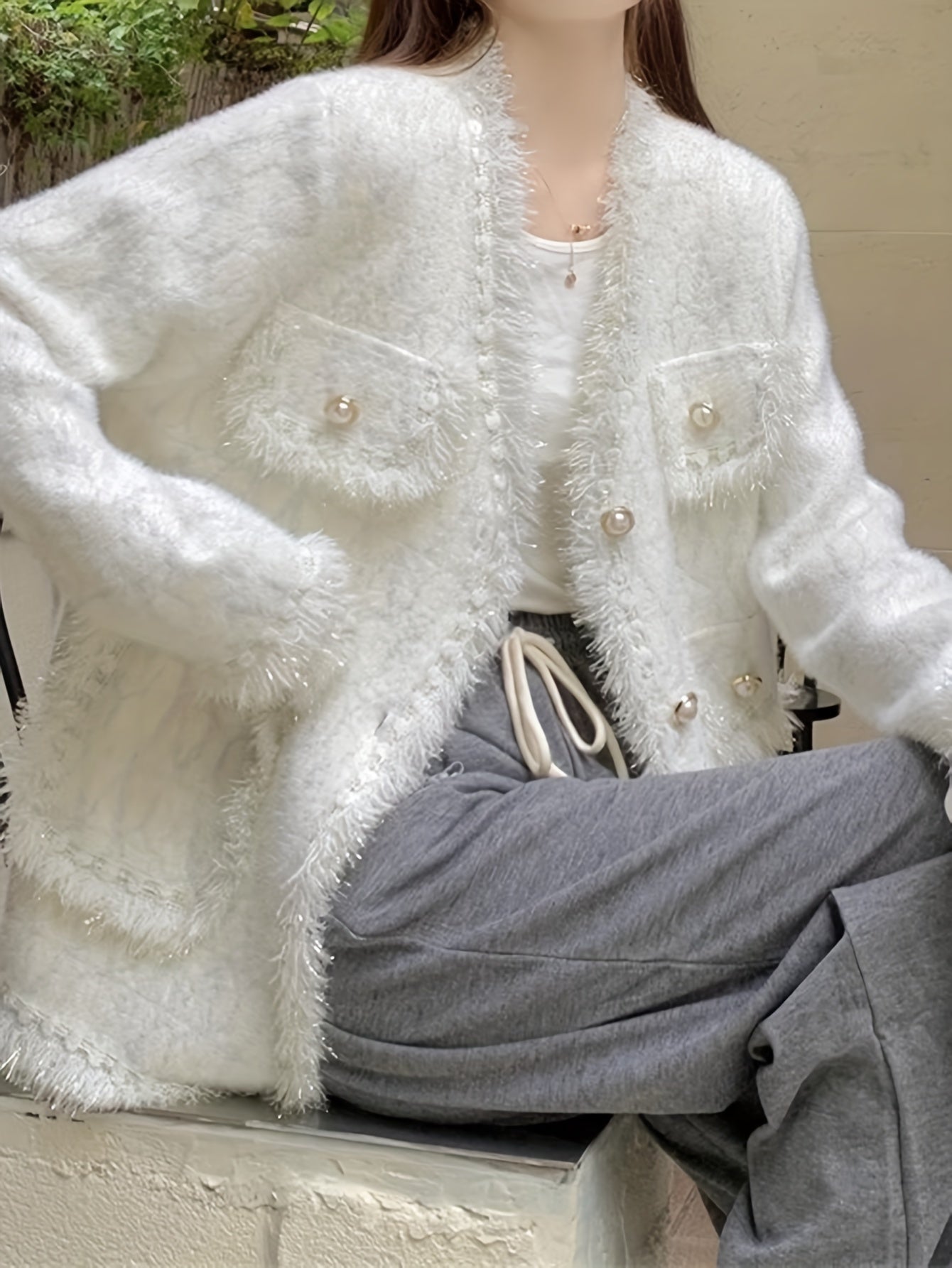 Sixsr Elegant Button Front Cardigan, Long Sleeve Contrast Trim Jacket For Fall & Winter, Women's Clothing