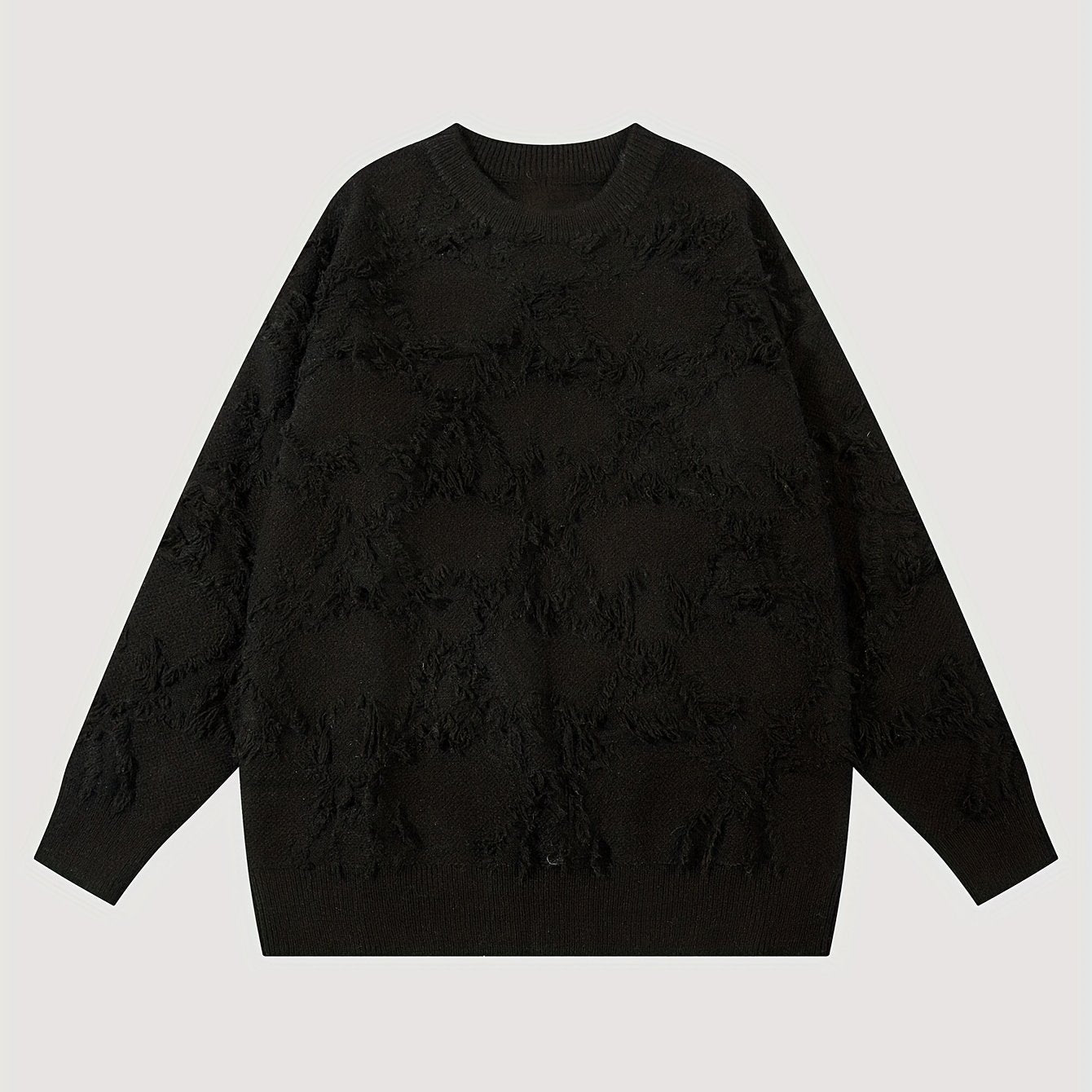 Sixsr All Match Knitted Solid Sweater, Men's Casual Warm Mid Stretch Crew Neck Pullover Sweater For Men Fall Winter