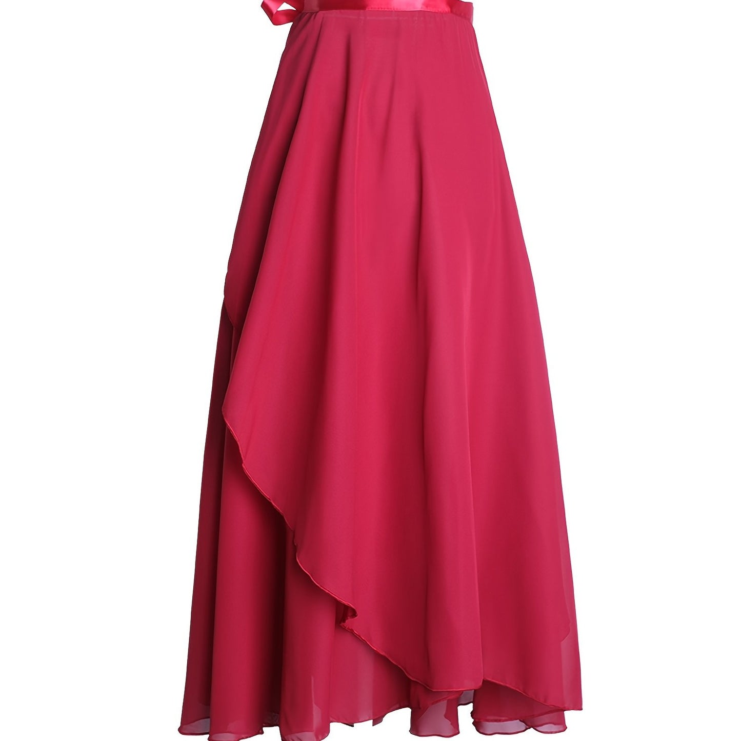 Ruffle Asymmetrical Hem Dance Skirts, Chiffon High Waist Ballet One Piece Wrap Skirts, Women's Ballet Wear