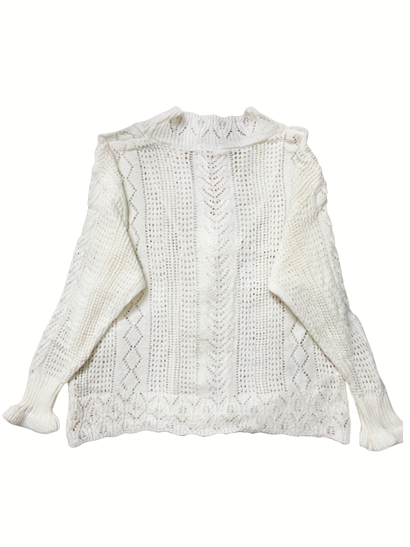 Sixsr Solid Button Front Cardigan, Boho Long Sleeve Drop Shoulder Outwear, Women's Clothing