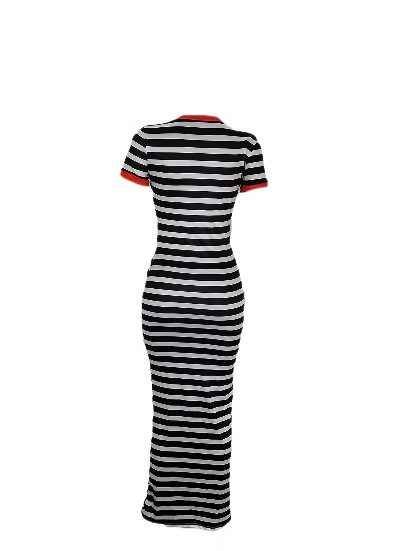Sixsr Striped Print Bodycon Dress, Casual Crew Neck Short Sleeve Dress, Women's Clothing