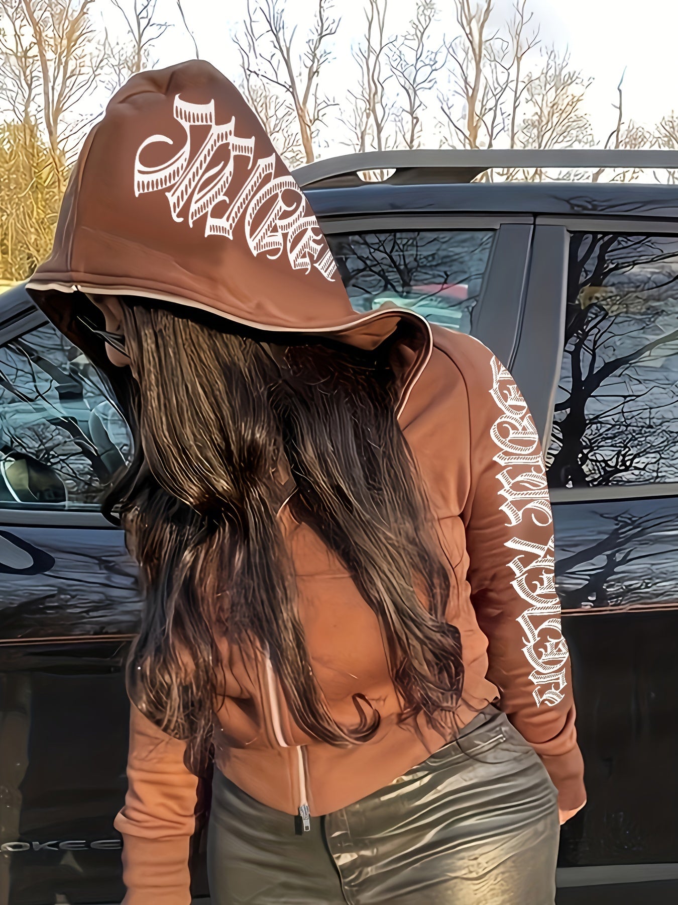 Sixsr Full Zip Up Hooded Sweatshirts, Long Sleeve Top Solid Color Jacket, Graphic Sweatshirt Hoodies Women's Sweatshirts
