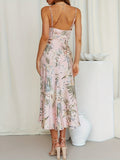 Sixsr  Floral Print Cowl Neck Cami Dress, Elegant Sleeveless Ruffle Hem Dress For Summer, Women's Clothing