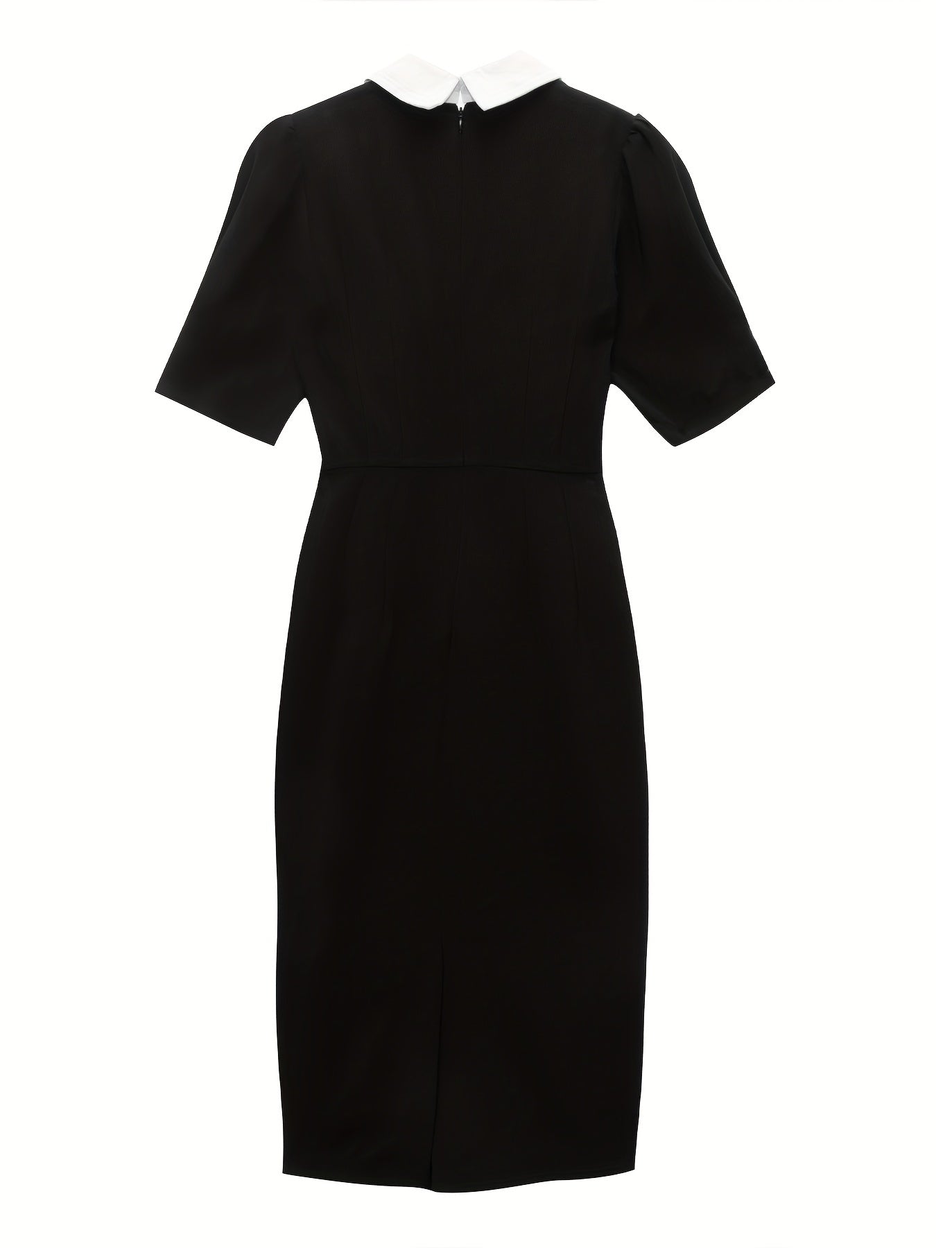 Sixsr Flat Collar Bodycon Dress, Elegant Short Sleeve Midi Dress, Women's Clothing