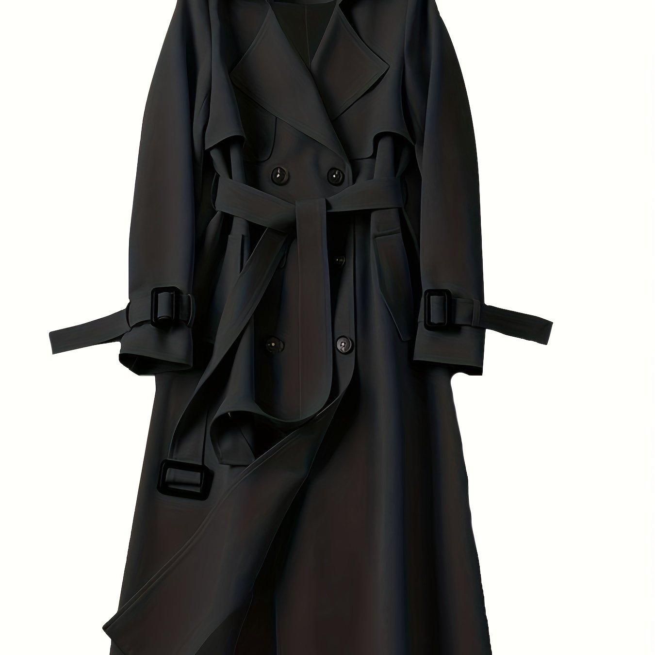 Sixsr Double Breasted Trench Coat, Casual Lapel Long Sleeve Outerwear, Women's Clothing