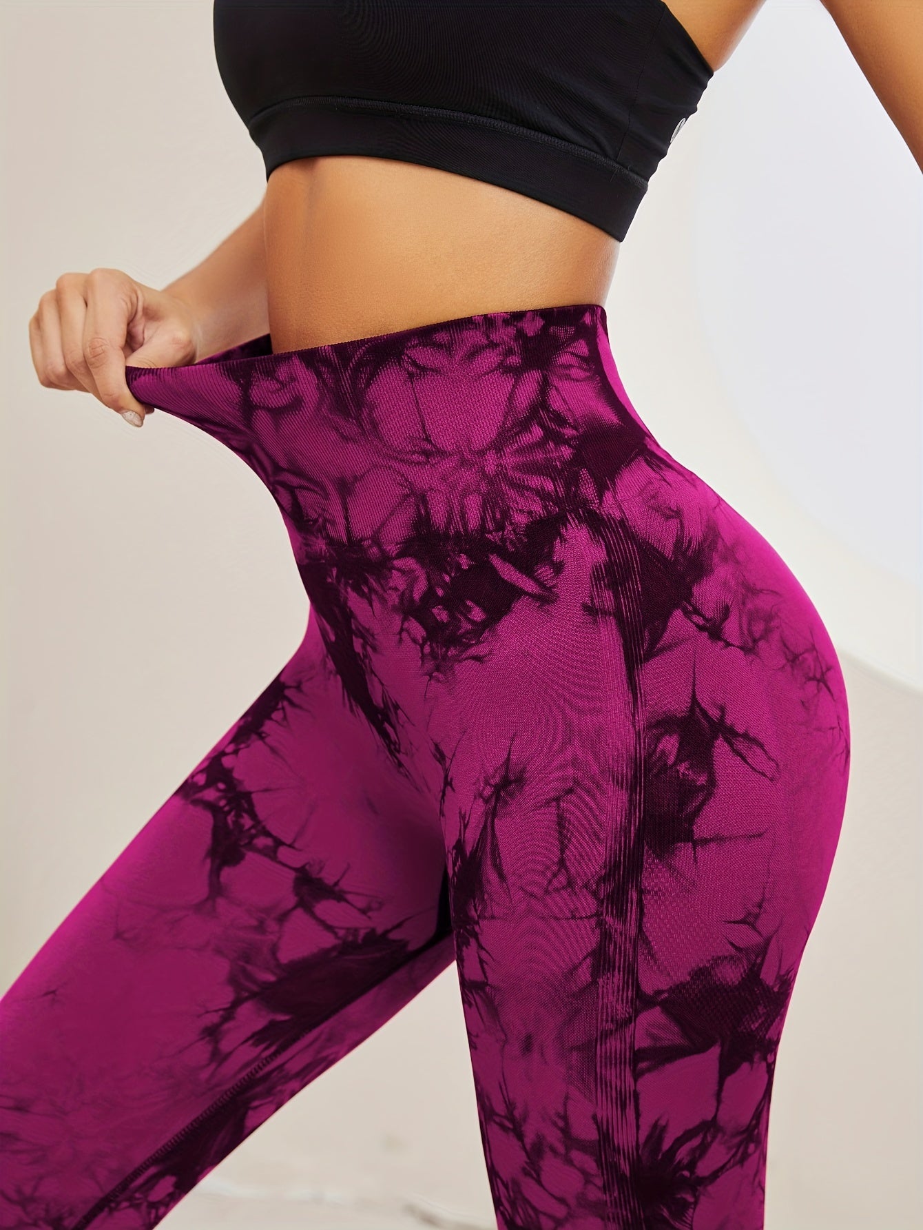 Sixsr Tie Dye Seamless Yoga Pants, High Waist Slim Fit High Stretch Yoga Leggings, Women's Activewear