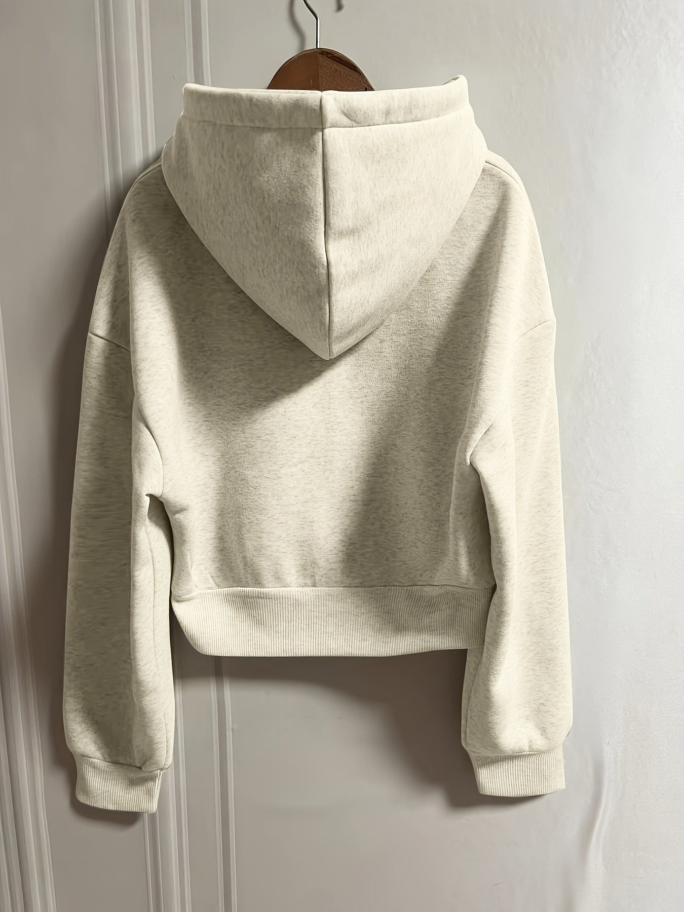 Sixsr Solid Zip Up Drawstring Hoodie, Casual Long Sleeve Sweatshirt With Pocket, Women's Clothing
