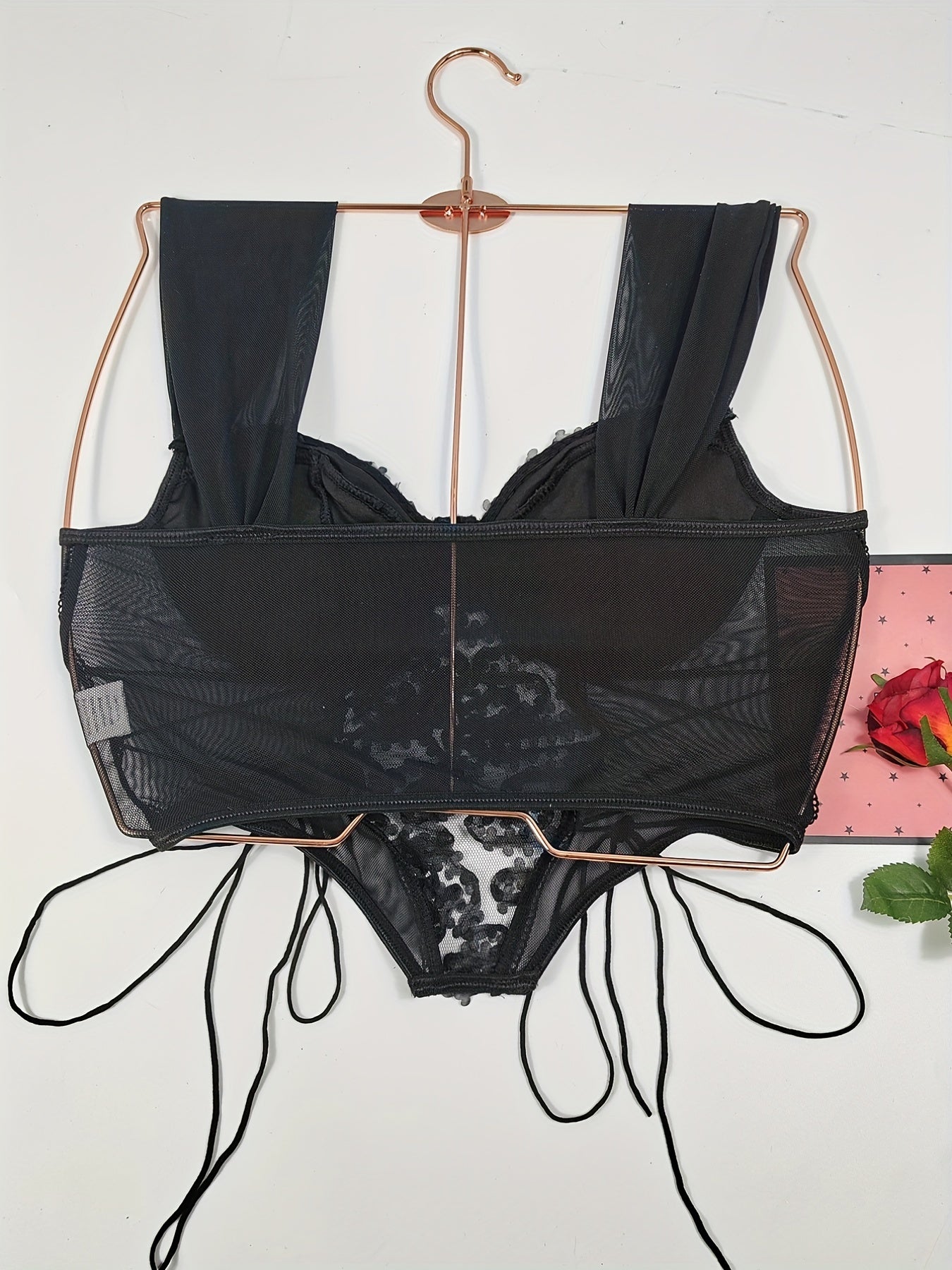 Floral Lace Drawstring Camisole Corset Tops, V Neck Textured Underwire Vest Lingerie, Women's Lingerie & Underwear