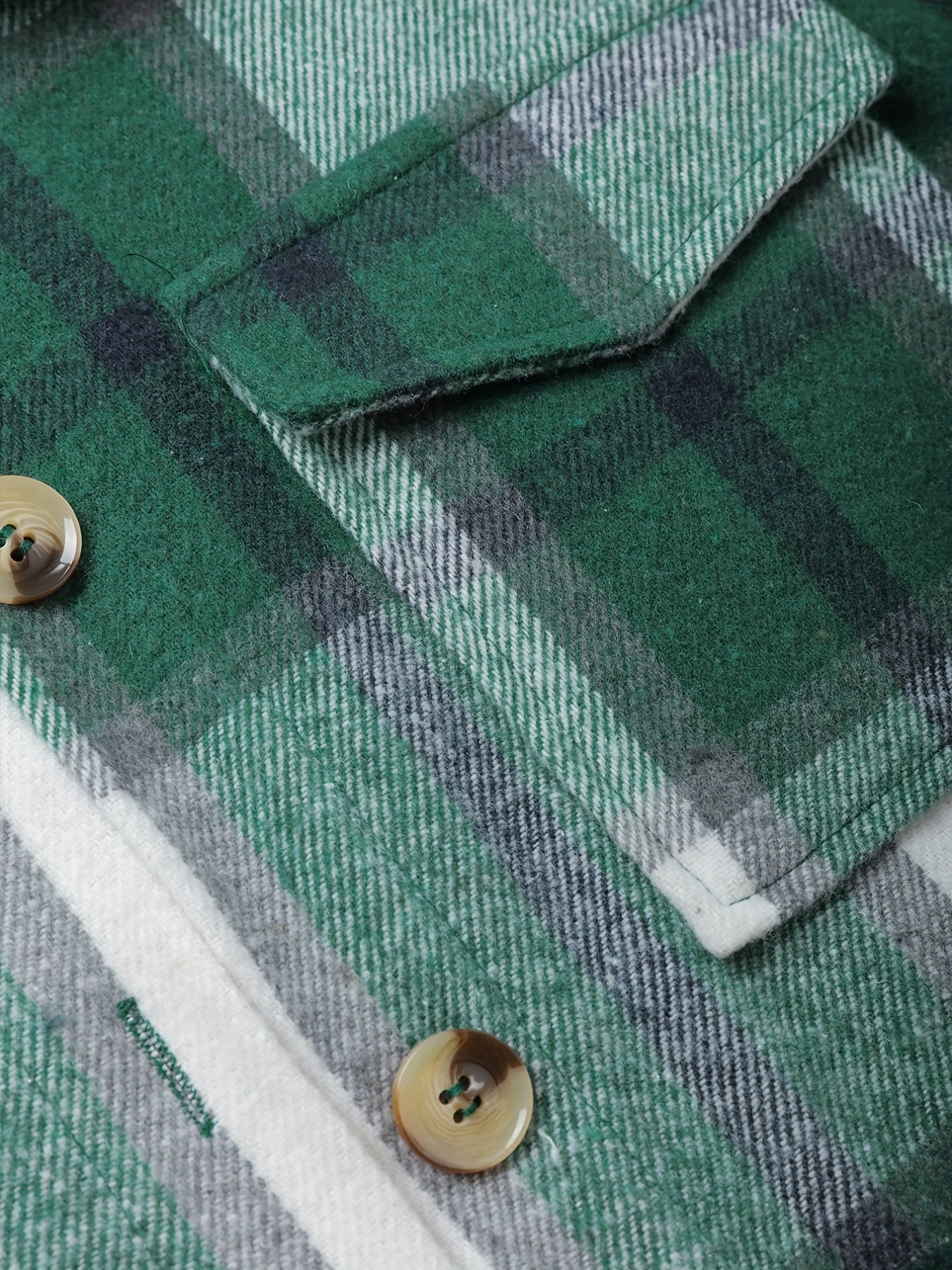 Plaid Print Button Front Jacket, Casual Long Sleeve Outerwear With Pocket, Women's Clothing
