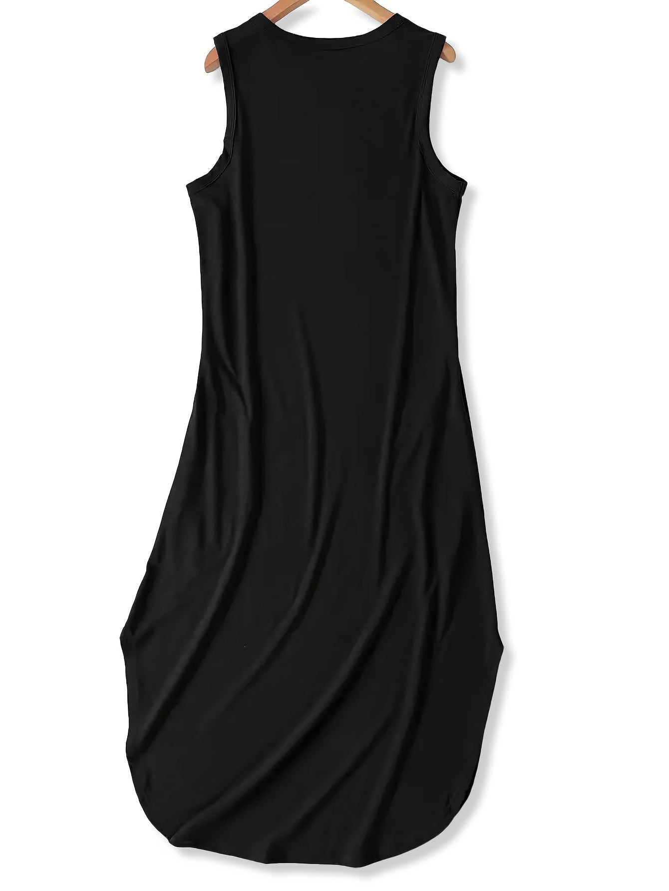 God Got Me Print Sleeveless Tee Dress, Casual Tank Dress For Spring & Summer, Women's Clothing
