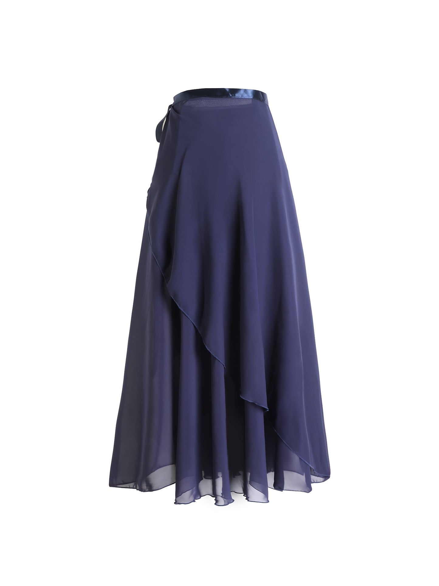 Ruffle Asymmetrical Hem Dance Skirts, Chiffon High Waist Ballet One Piece Wrap Skirts, Women's Ballet Wear
