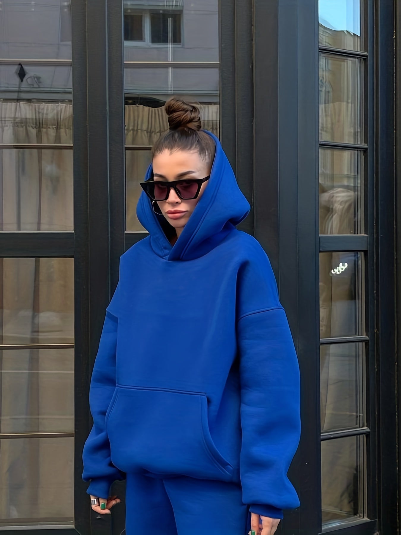 Sixsr Casual Long Sleeve Solid Hooded Sport Sweatshirt For Women, Winter Autumn Warm Hoodie, Women's Tops
