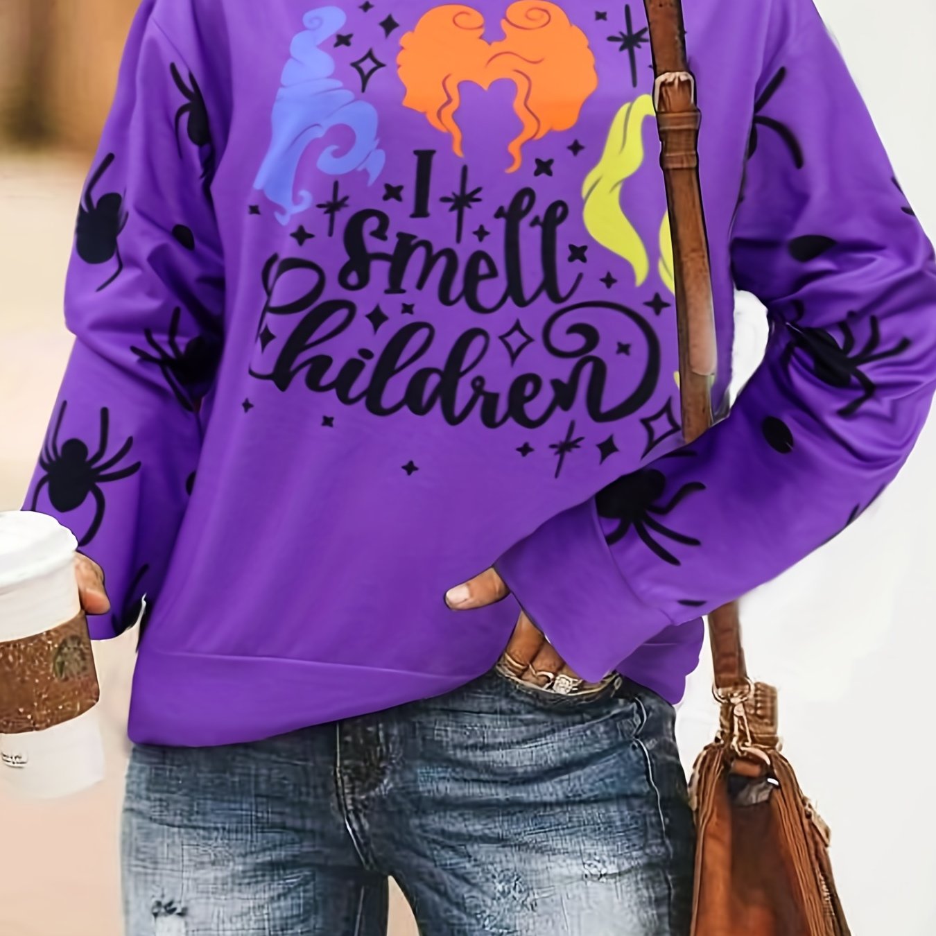 Sixsr Halloween Graphic Print Sweatshirt, Casual Crew Neck Long Sleeve Sweatshirt, Women's Clothing