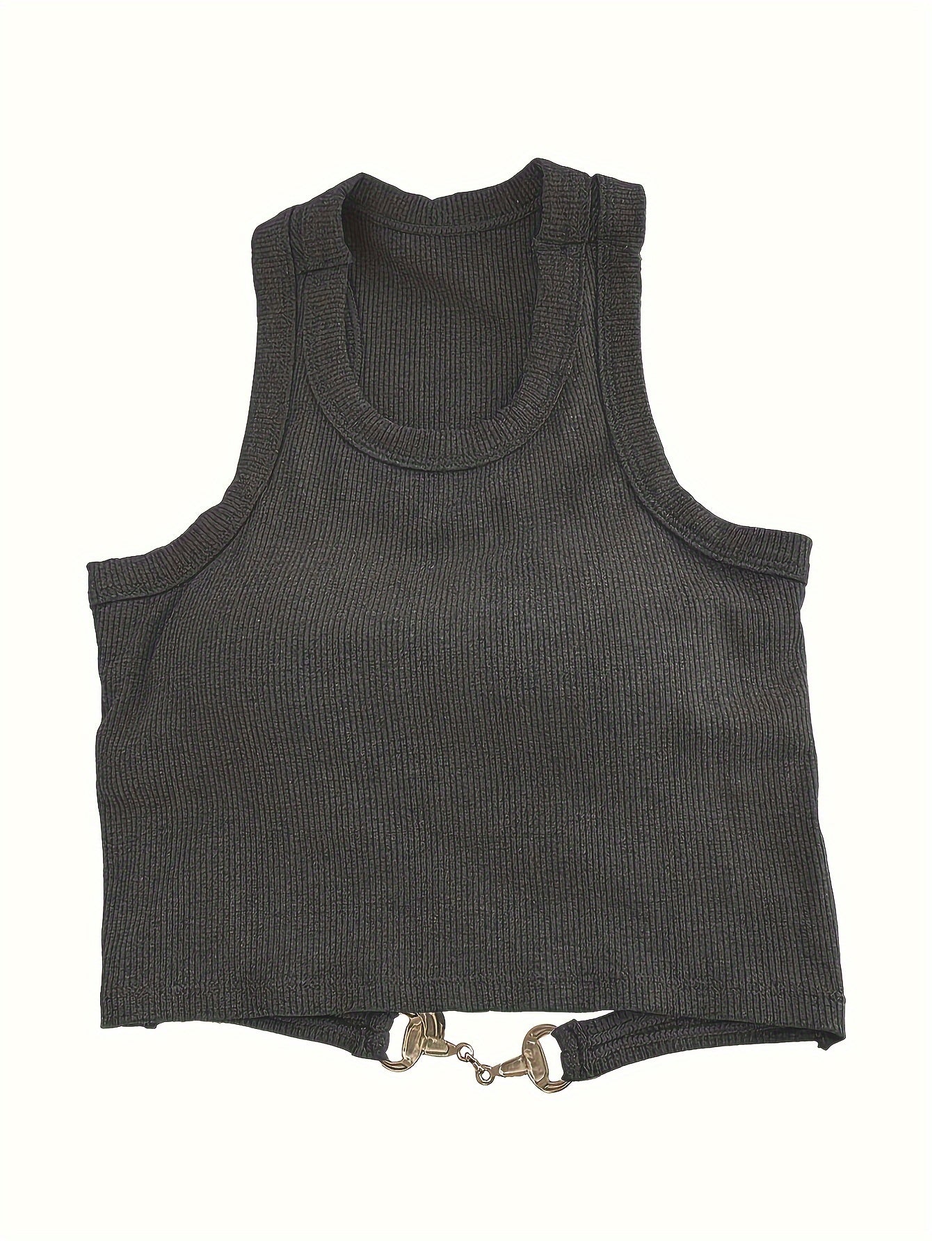 Sixsr Girls Ribbed Tank Top, Hot Backless Design Padded Sleeveless Top, Summer Clothes For 13-18 Y