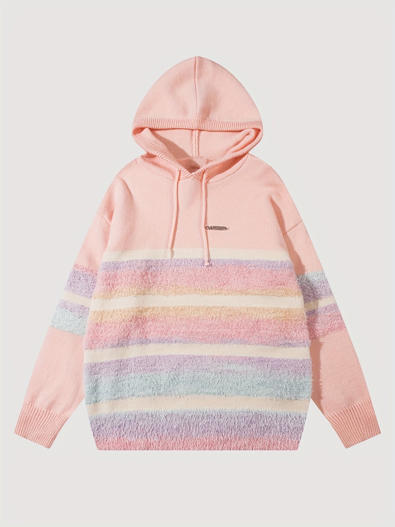 Sixsr Cool Knitted Sweater Hoodies For Men, Men's Casual Retro Striped Pullover Hooded Knit Sweater Streetwear For Winter Fall, As Gifts