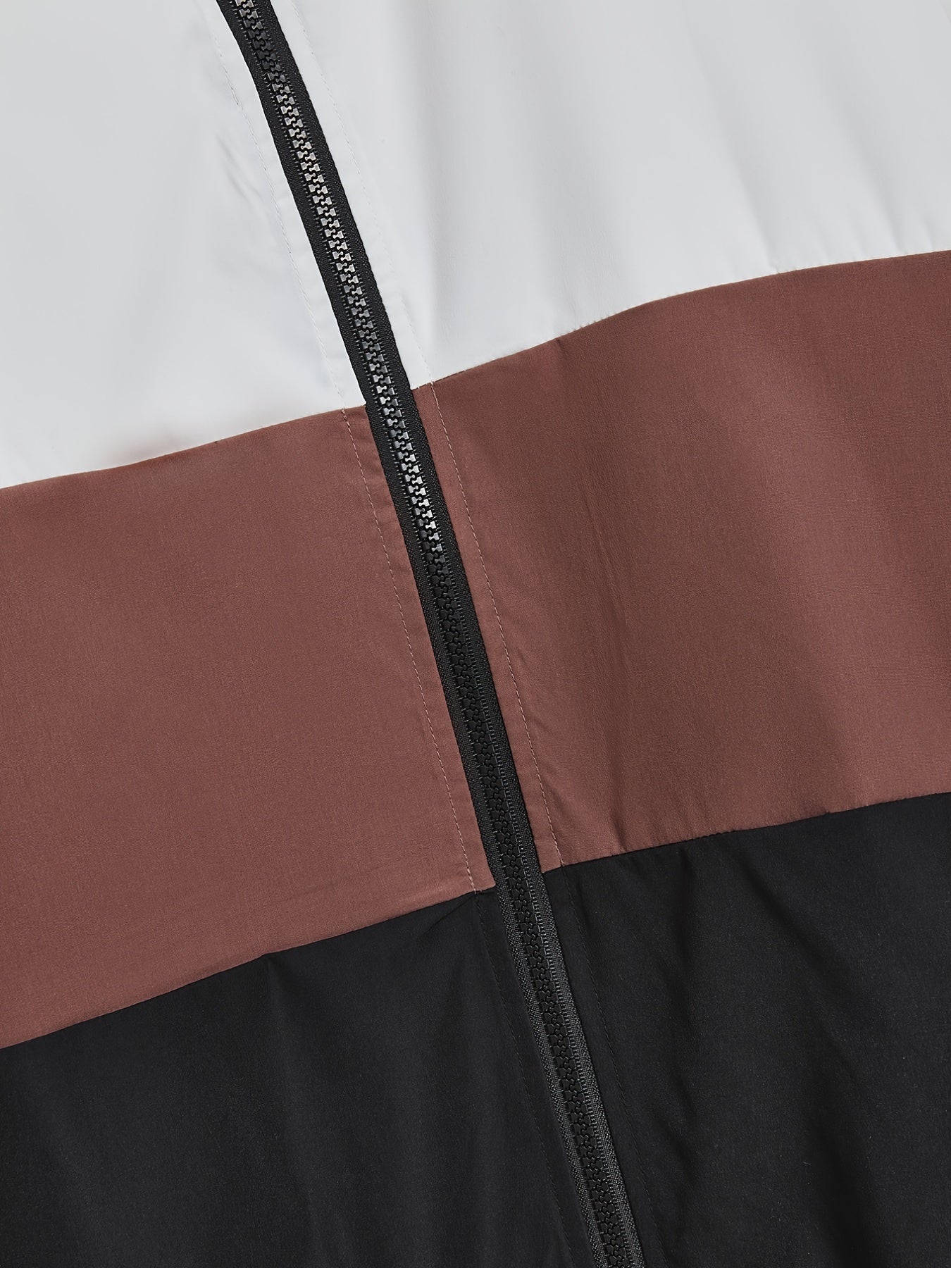 Sixsr Plus Size Colorblock Zipper Front Lapel Jacket, Women's Plus Casual Long Sleeve Fall Jacket