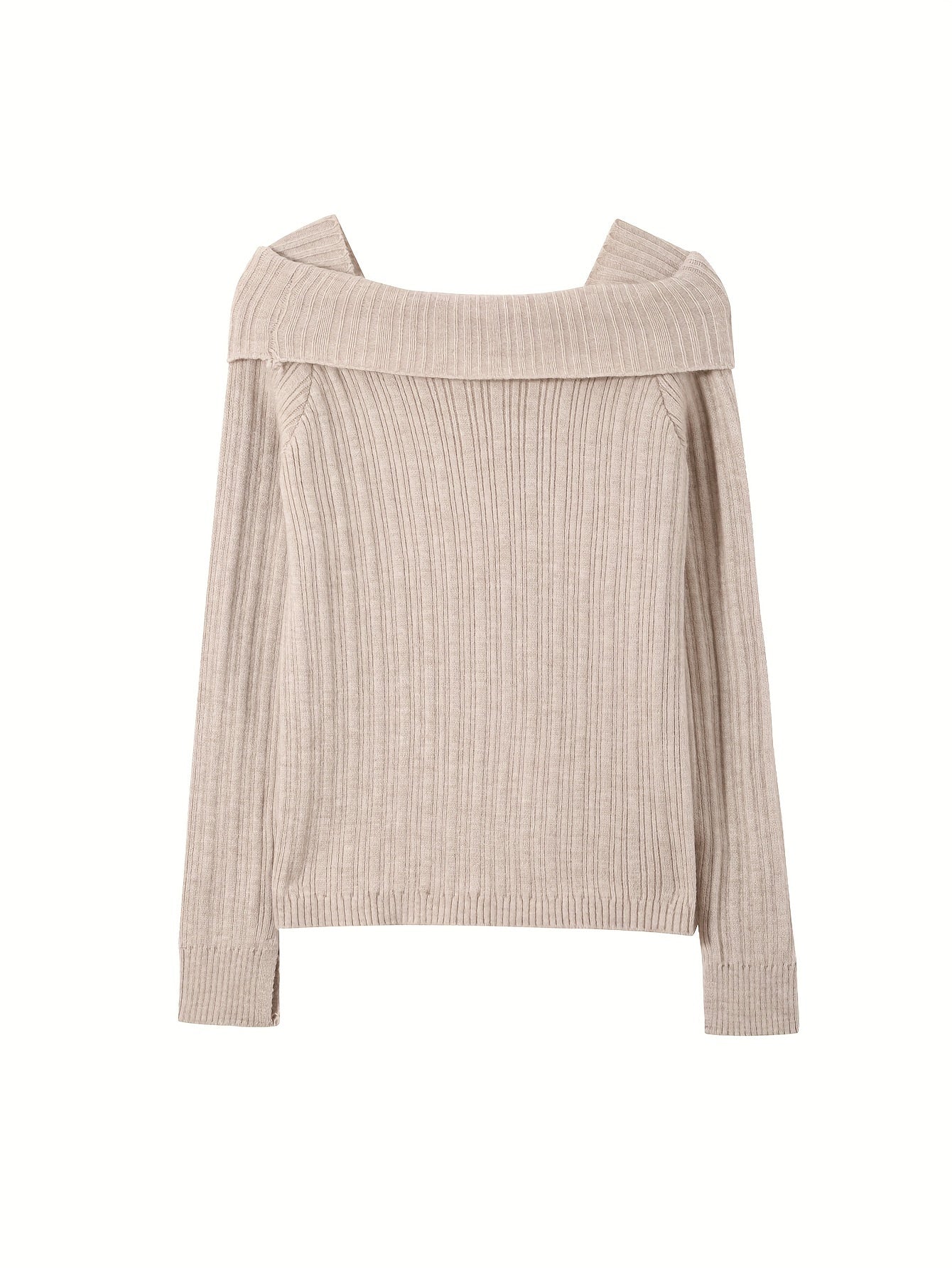 Sixsr Button Front Straight Neck Top, Chic Long Sleeve Knit Top, Women's Clothing