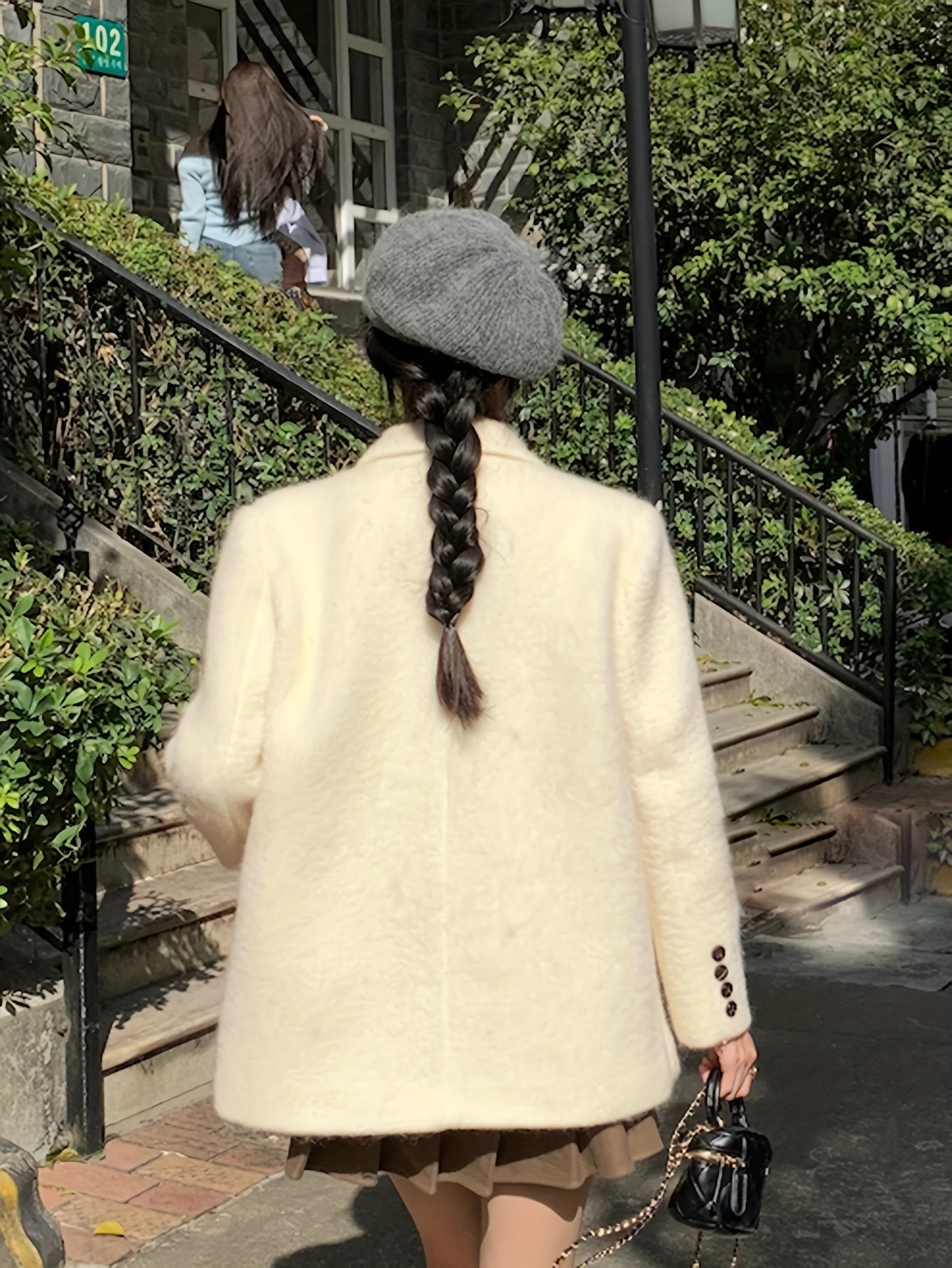 Sixsr Solid Button Front Coat, Casual Long Sleeve Warm Outwear, Women's Clothing
