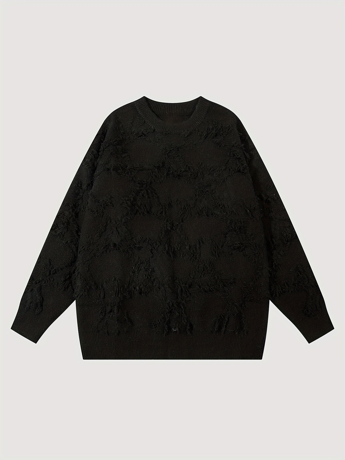 Sixsr All Match Knitted Solid Sweater, Men's Casual Warm Mid Stretch Crew Neck Pullover Sweater For Men Fall Winter